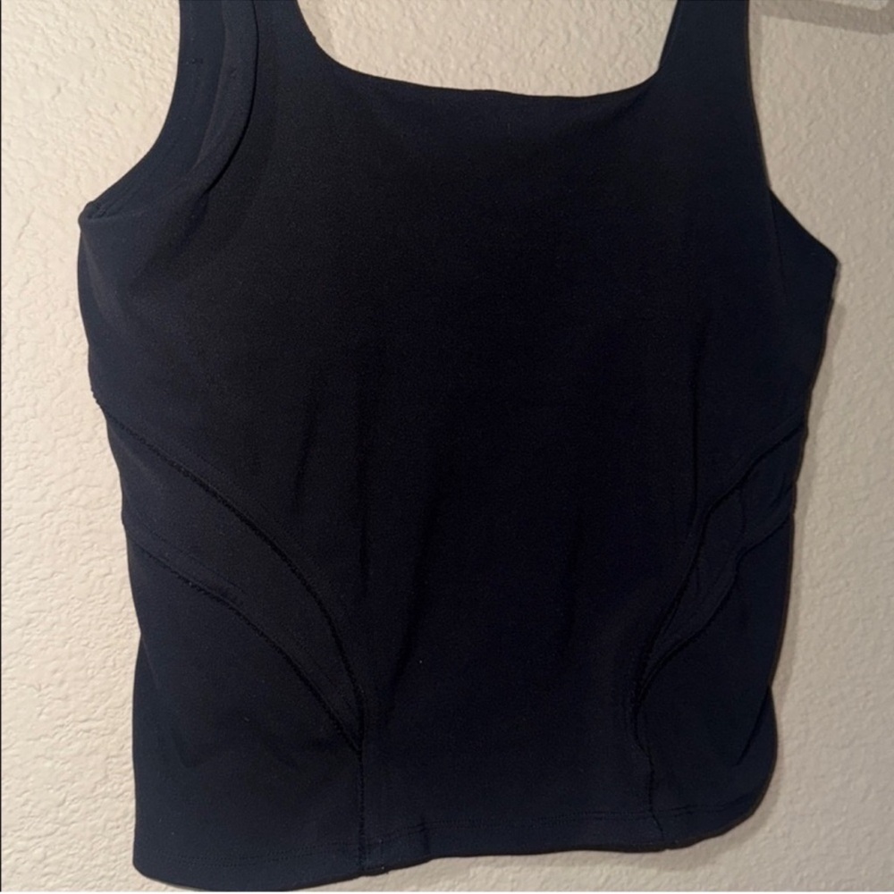 Lululemon Nulu and Mesh-Back Shelf-Bra Yoga Tank Top Black size 8 Like New - Picture 8 of 11